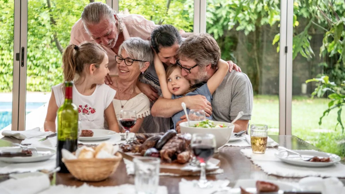Family sharing a meal at home